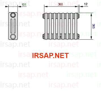 чертеж радиатора Irsap Tesi 30365-0830365-8-14-01